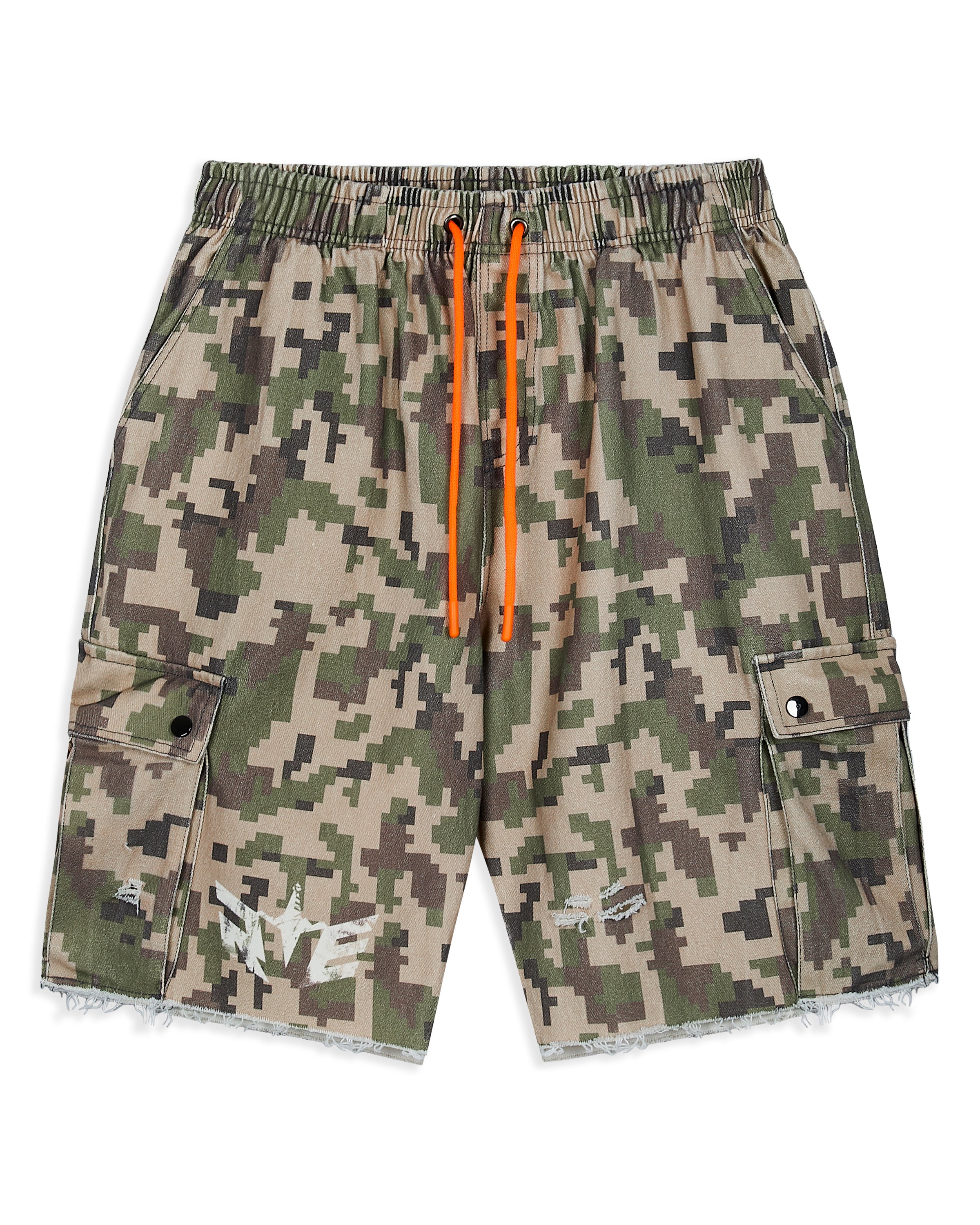 RVE CAMO DISTRESSED SHORTS