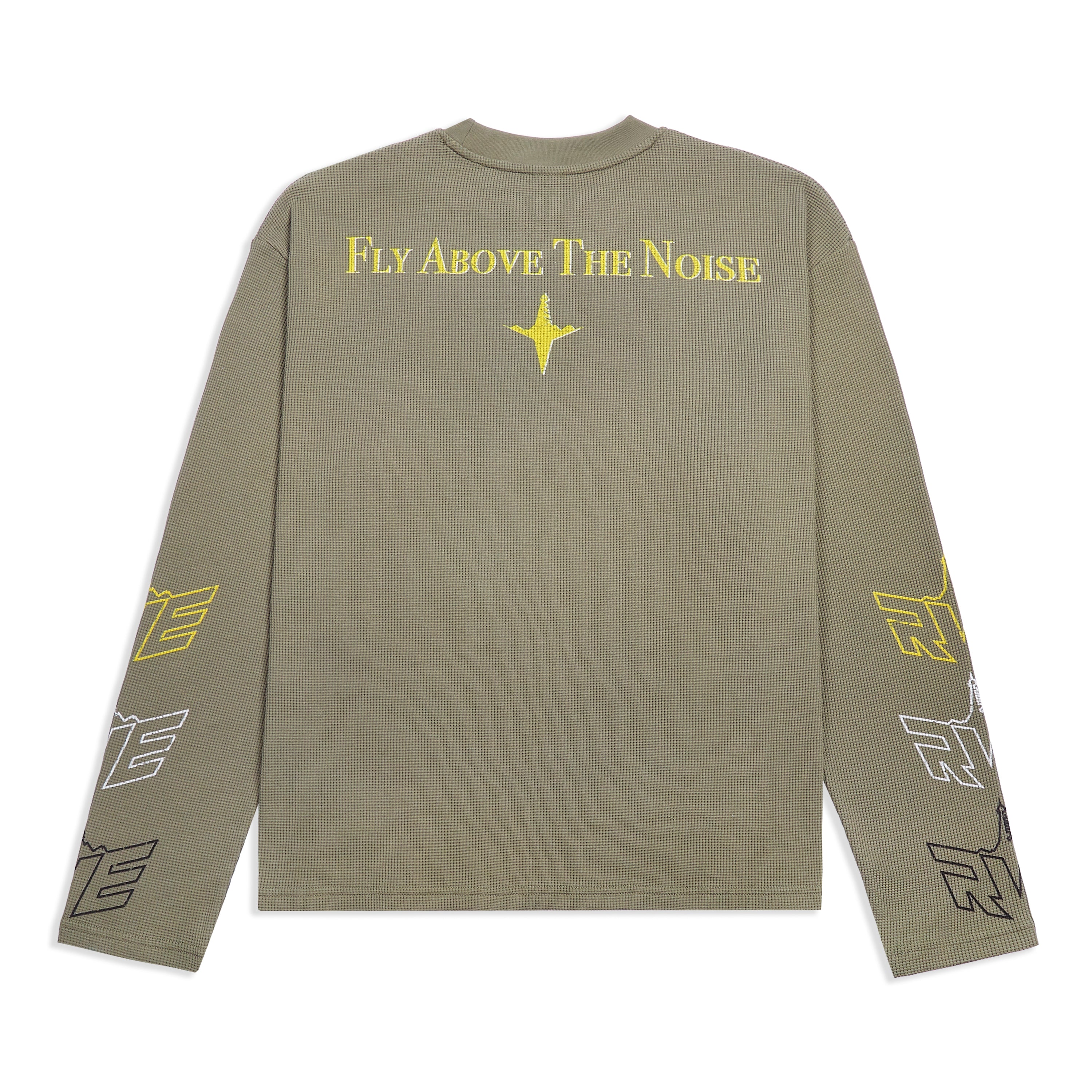 FLY ABOVE THE NOISE WAFFLE LONG SLEEVE T-SHIRT - KHAKI