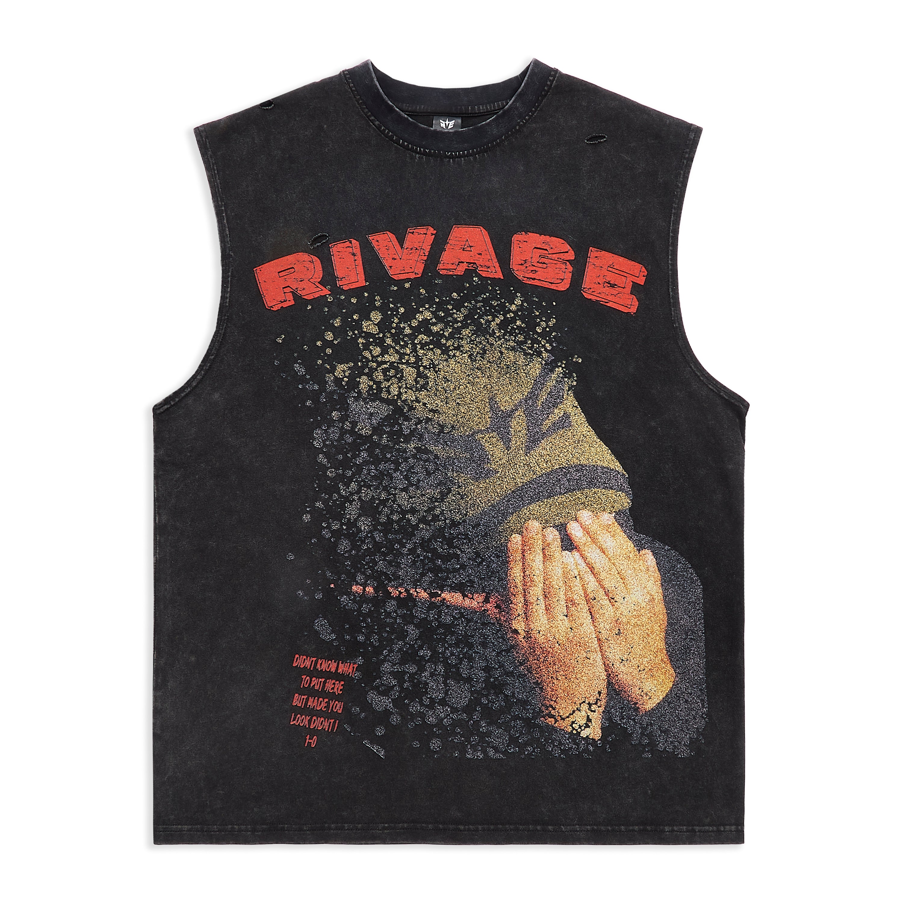 RIVAGE ACID WASH VEST - BLACK
