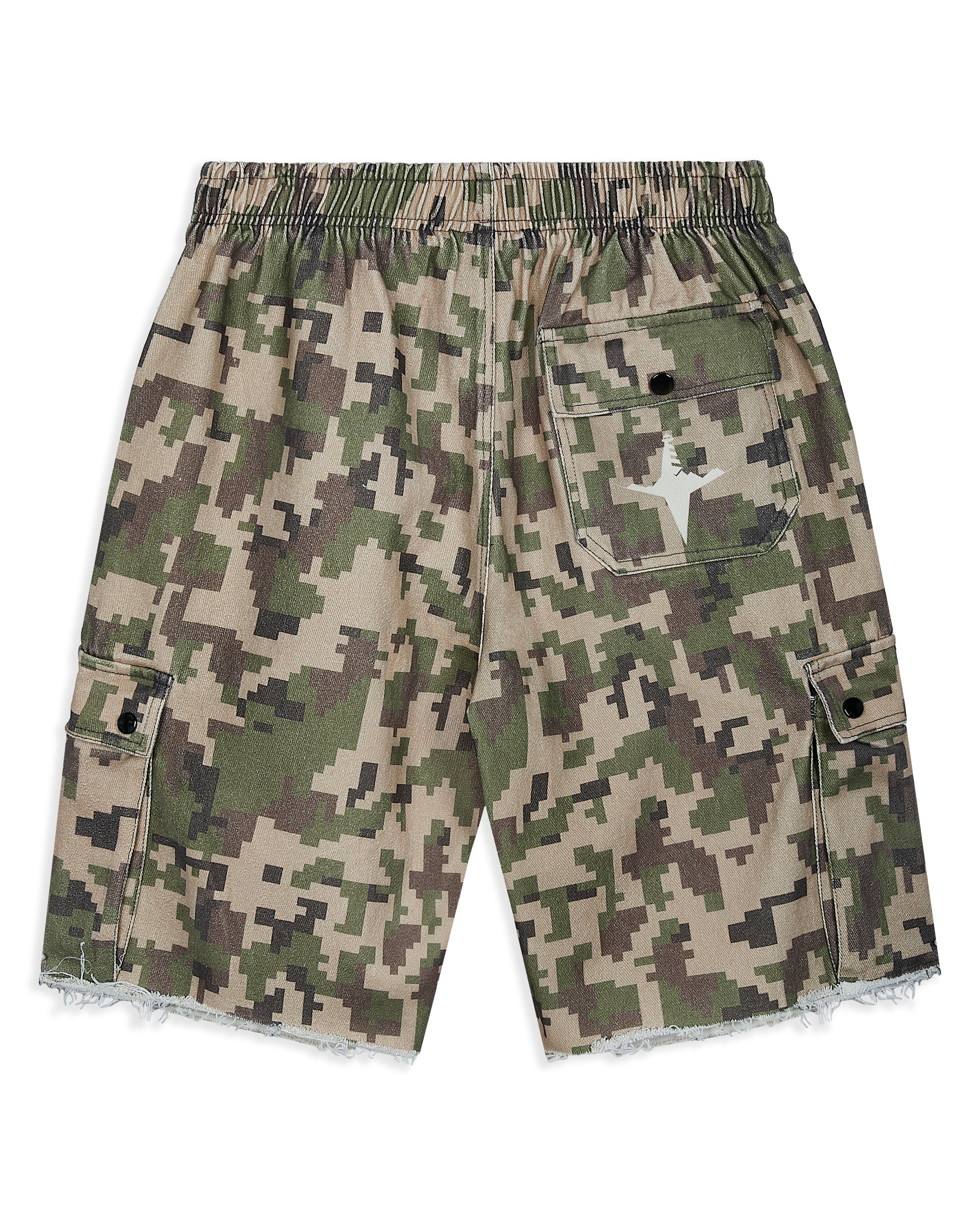 RVE CAMO DISTRESSED SHORTS