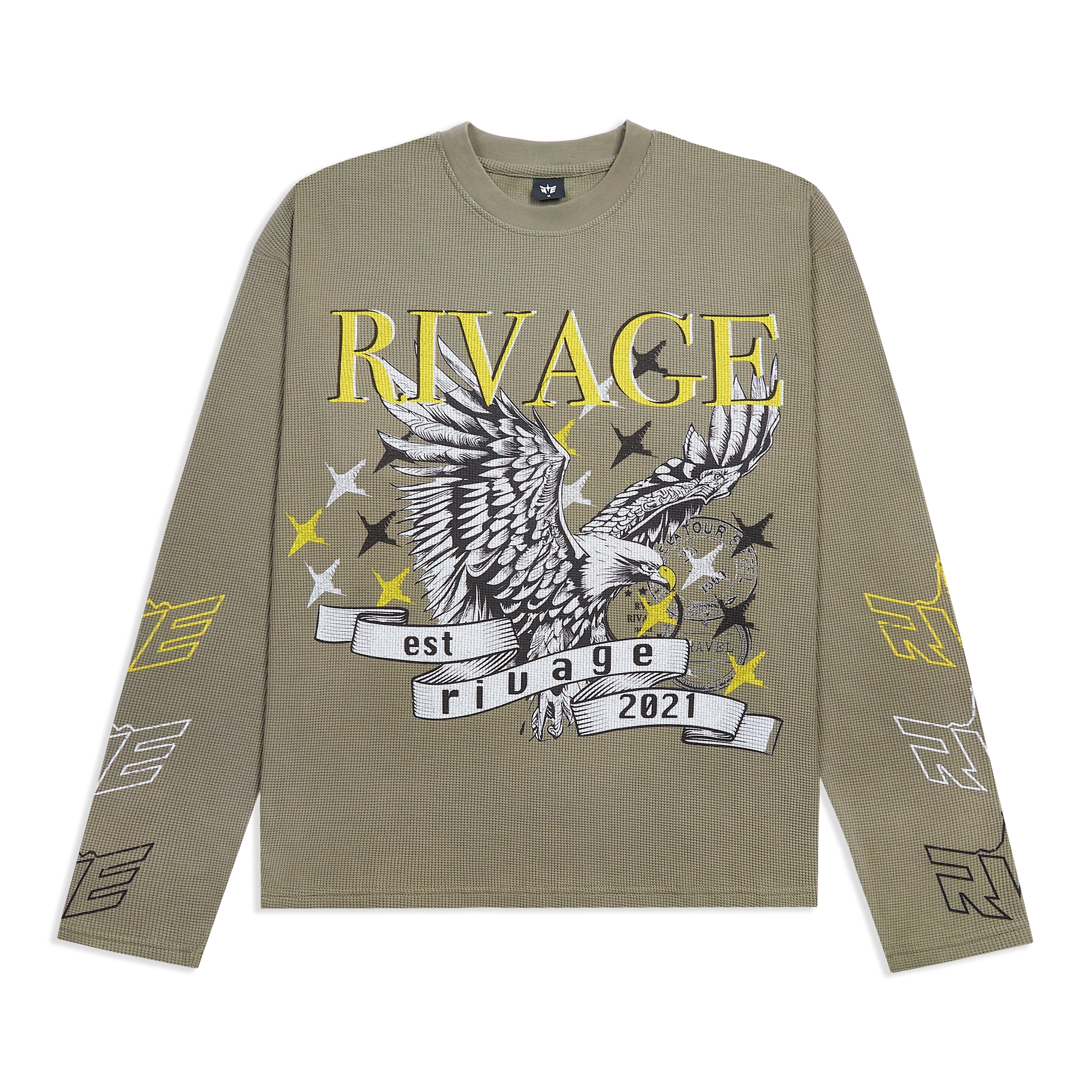 FLY ABOVE THE NOISE WAFFLE LONG SLEEVE T-SHIRT - KHAKI
