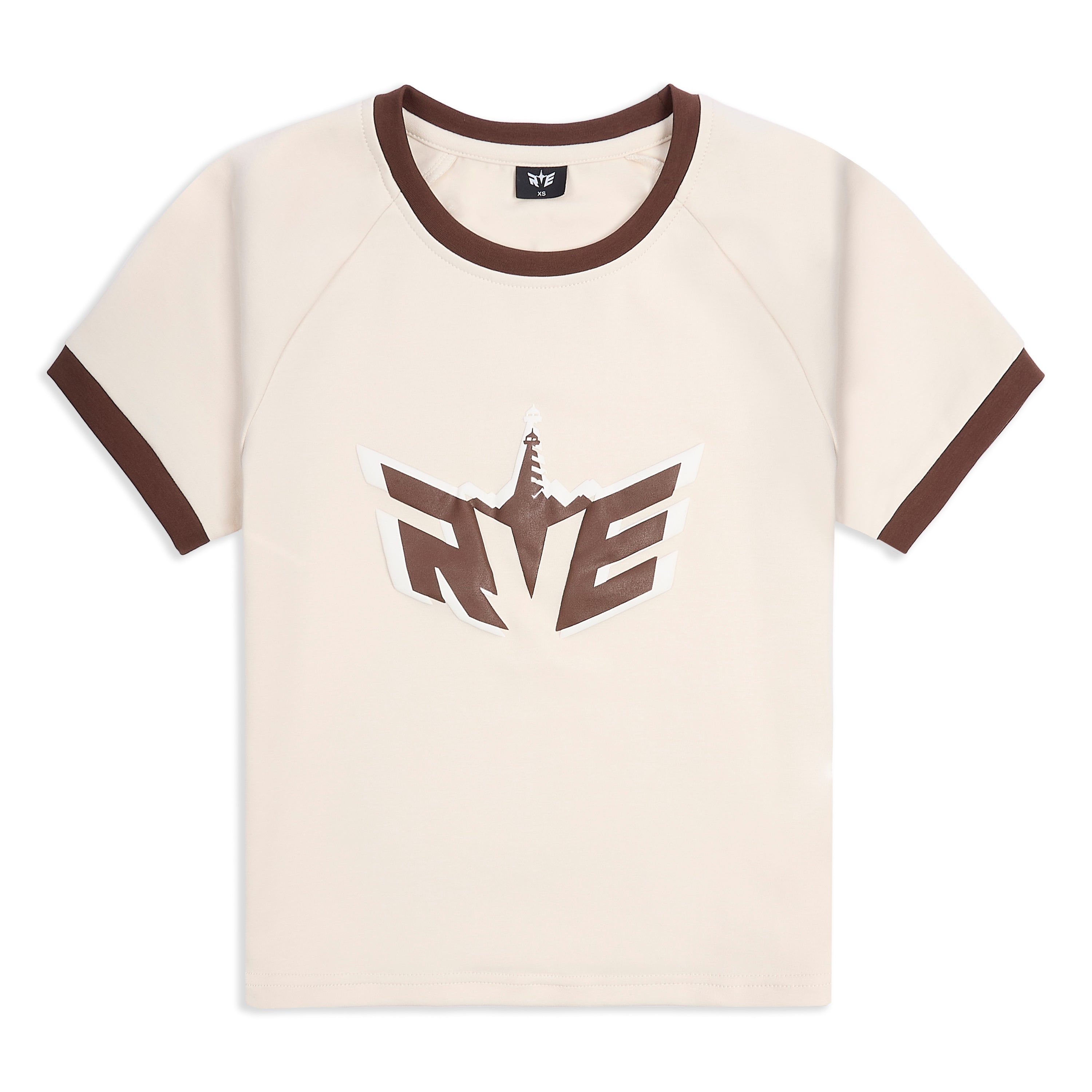 RVE CROP T-SHIRT - BEIGE/CHOCOLATE