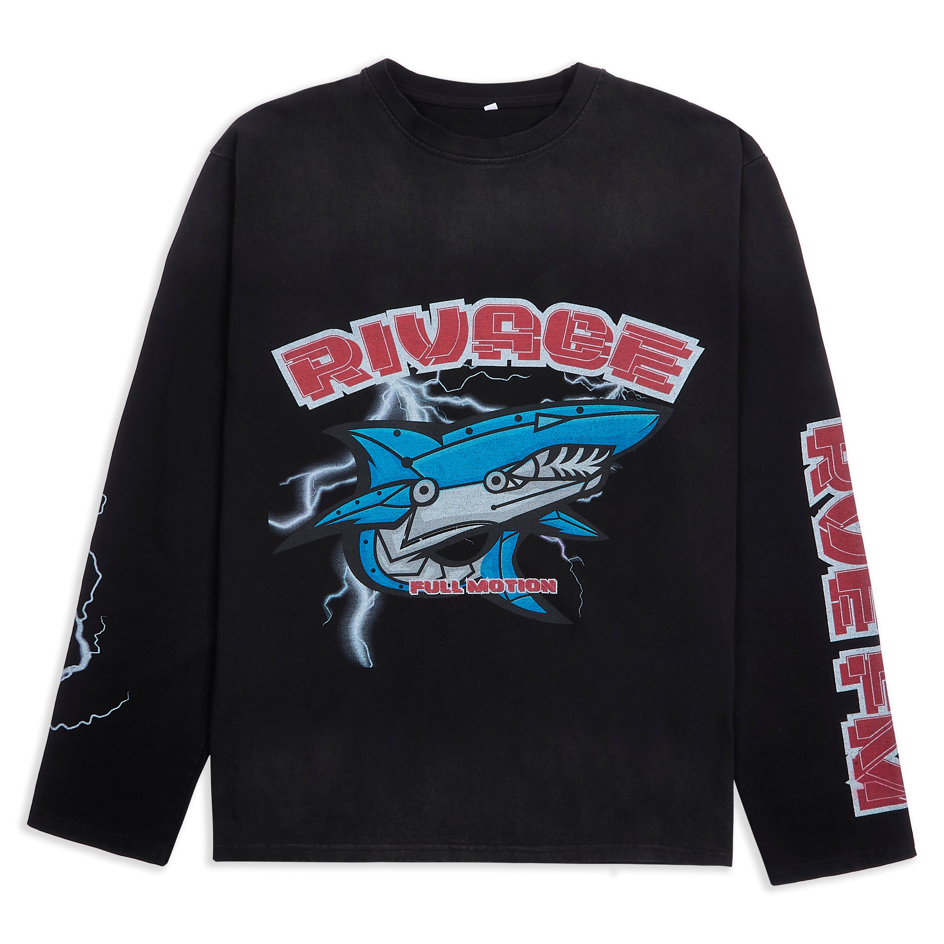 SHARK STORM LONG SLEEVE T-SHIRT - WASHED BLACK
