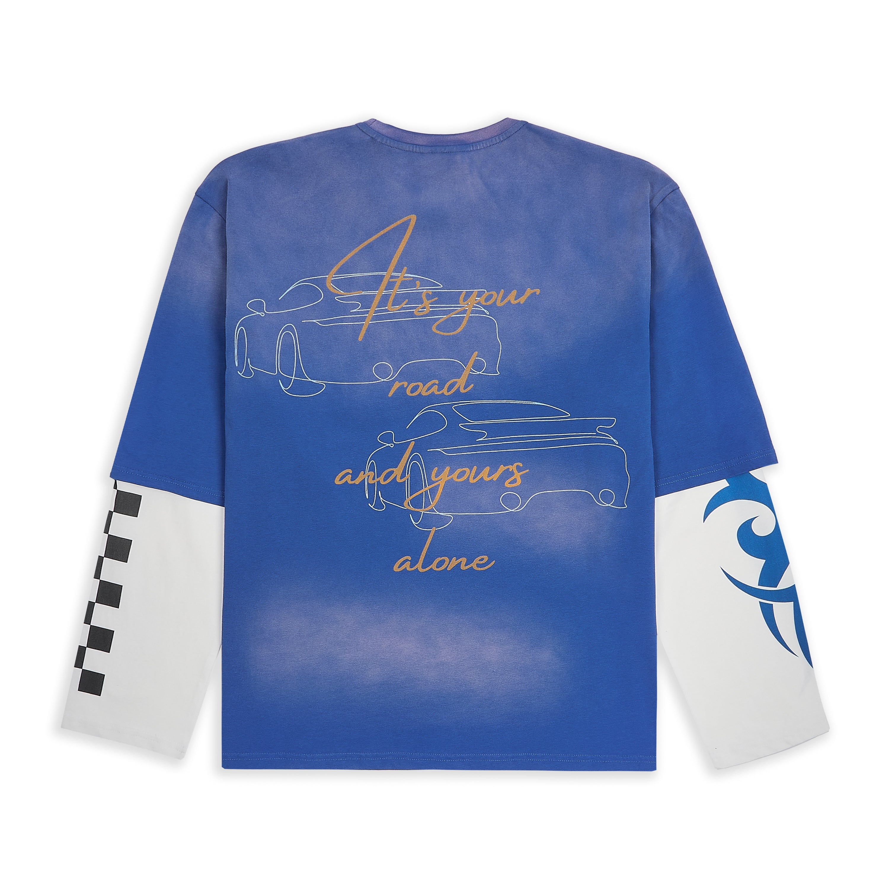 LONELY ROAD LONG SLEEVE T-SHIRT - WASHED BLUE